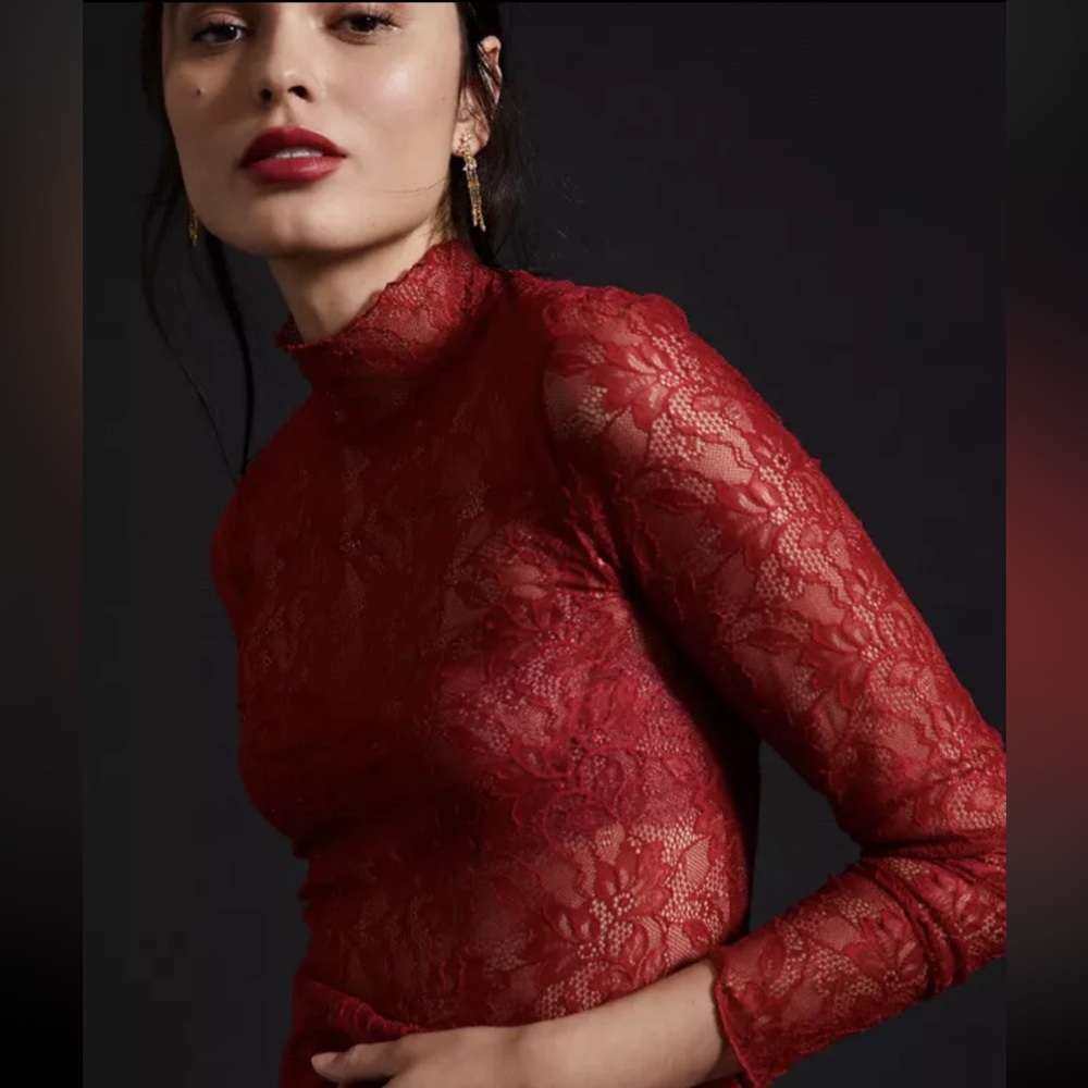 Anthropologie red lace top